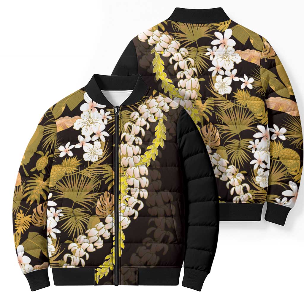 Kula Aloha Hawaii Lei Bomber Puffer Jacket Tropical Flowers Elegant Vibe - Polynesian Pride