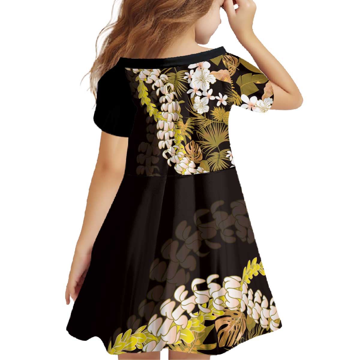 Kula Aloha Hawaii Lei Family Matching Off The Shoulder Long Sleeve Dress and Hawaiian Shirt Tropical Flowers Elegant Vibe - Polynesian Pride