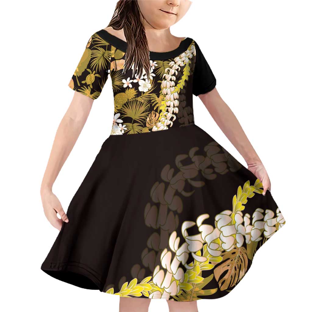 Kula Aloha Hawaii Lei Family Matching Off Shoulder Short Dress and Hawaiian Shirt Tropical Flowers Elegant Vibe - Polynesian Pride