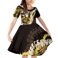 Kula Aloha Hawaii Lei Family Matching Off Shoulder Short Dress and Hawaiian Shirt Tropical Flowers Elegant Vibe - Polynesian Pride