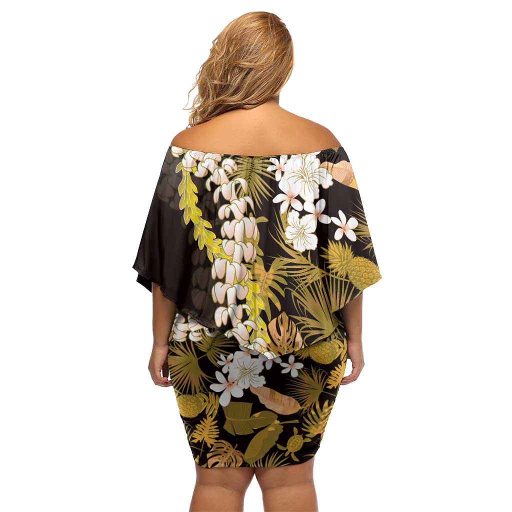 Kula Aloha Hawaii Lei Family Matching Off Shoulder Short Dress and Hawaiian Shirt Tropical Flowers Elegant Vibe - Polynesian Pride