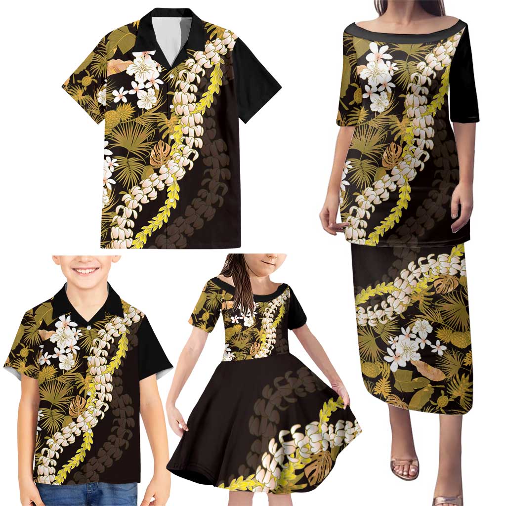 Kula Aloha Hawaii Lei Family Matching Puletasi and Hawaiian Shirt Tropical Flowers Elegant Vibe - Polynesian Pride