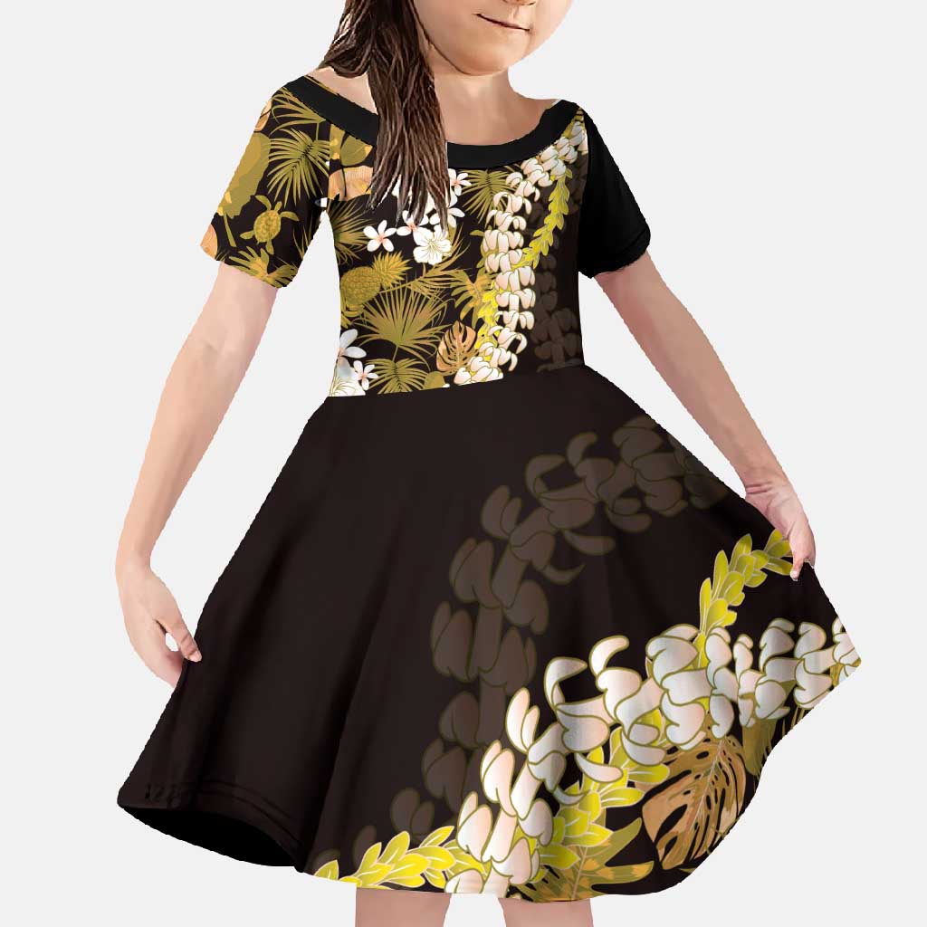 Kula Aloha Hawaii Lei Family Matching Short Sleeve Bodycon Dress and Hawaiian Shirt Tropical Flowers Elegant Vibe - Polynesian Pride