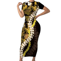 Kula Aloha Hawaii Lei Family Matching Short Sleeve Bodycon Dress and Hawaiian Shirt Tropical Flowers Elegant Vibe - Polynesian Pride