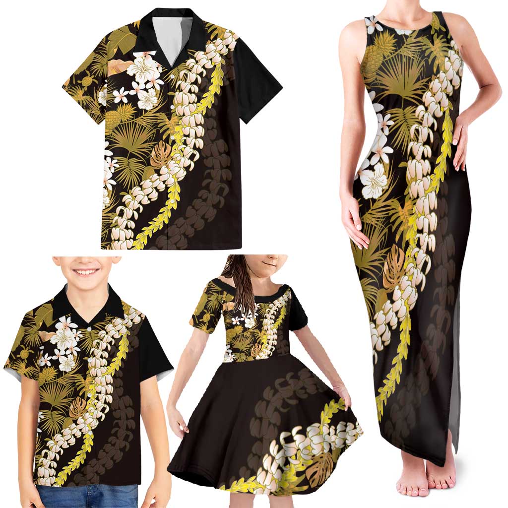 Kula Aloha Hawaii Lei Family Matching Tank Maxi Dress and Hawaiian Shirt Tropical Flowers Elegant Vibe - Polynesian Pride