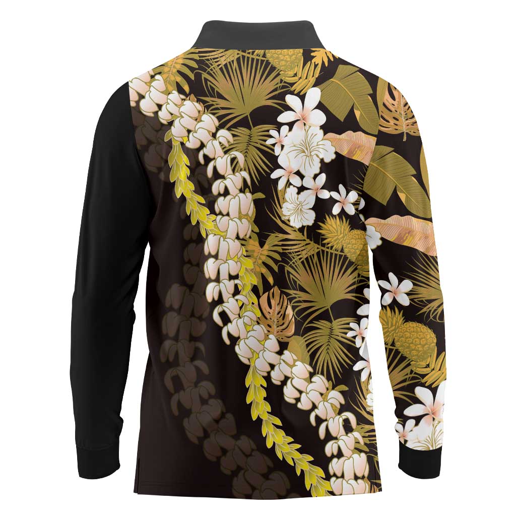 Kula Aloha Hawaii Lei Long Sleeve Polo Shirt Tropical Flowers Elegant Vibe - Polynesian Pride