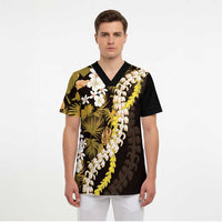 Kula Aloha Hawaii Lei Scrub Top Tropical Flowers Elegant Vibe - Polynesian Pride