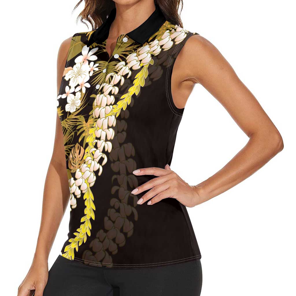 Kula Aloha Hawaii Lei Women Sleeveless Polo Shirt Tropical Flowers Elegant Vibe - Polynesian Pride