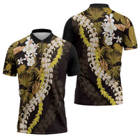 Kula Aloha Hawaii Lei Zipper Polo Shirt Tropical Flowers Elegant Vibe - Polynesian Pride