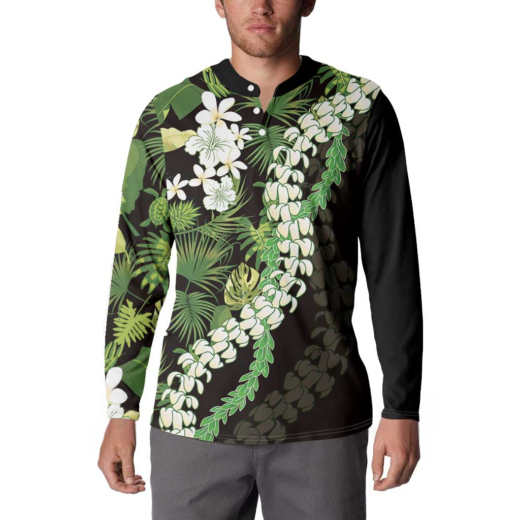 Omaomao Aloha Hawaii Lei Button Sweatshirt Tropical Flowers Elegant Vibe - Polynesian Pride