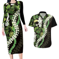 Omaomao Aloha Hawaii Lei Couples Matching Long Sleeve Bodycon Dress and Hawaiian Shirt Tropical Flowers Elegant Vibe - Polynesian Pride
