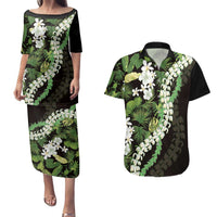 Omaomao Aloha Hawaii Lei Couples Matching Puletasi and Hawaiian Shirt Tropical Flowers Elegant Vibe - Polynesian Pride