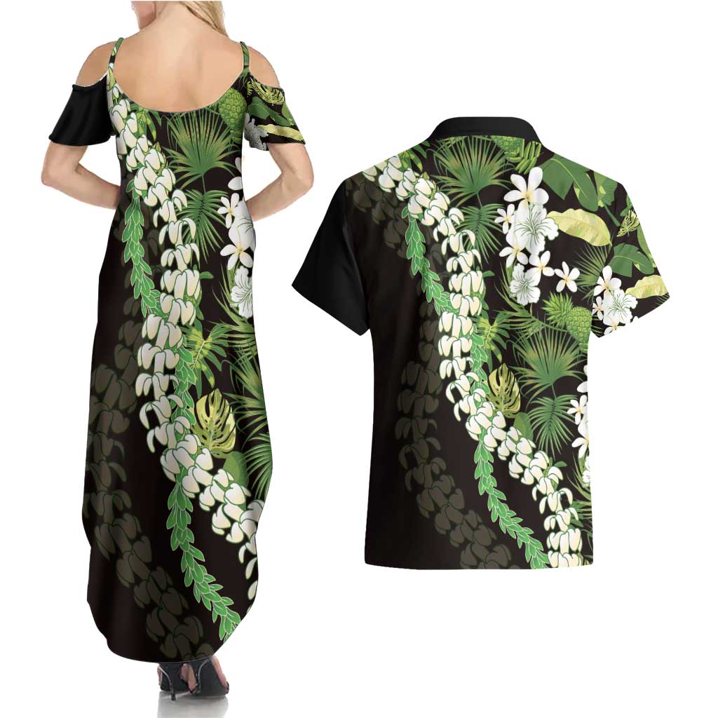 Omaomao Aloha Hawaii Lei Couples Matching Summer Maxi Dress and Hawaiian Shirt Tropical Flowers Elegant Vibe - Polynesian Pride