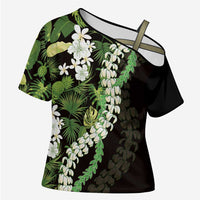 Omaomao Aloha Hawaii Lei Cross Shoulder Shirt Tropical Flowers Elegant Vibe - Polynesian Pride