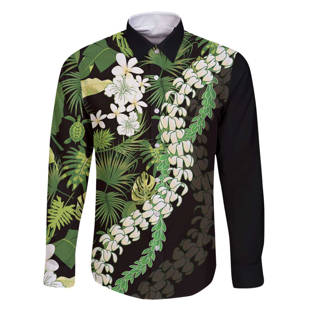 Omaomao Aloha Hawaii Lei Family Matching Long Sleeve Bodycon Dress and Hawaiian Shirt Tropical Flowers Elegant Vibe - Polynesian Pride