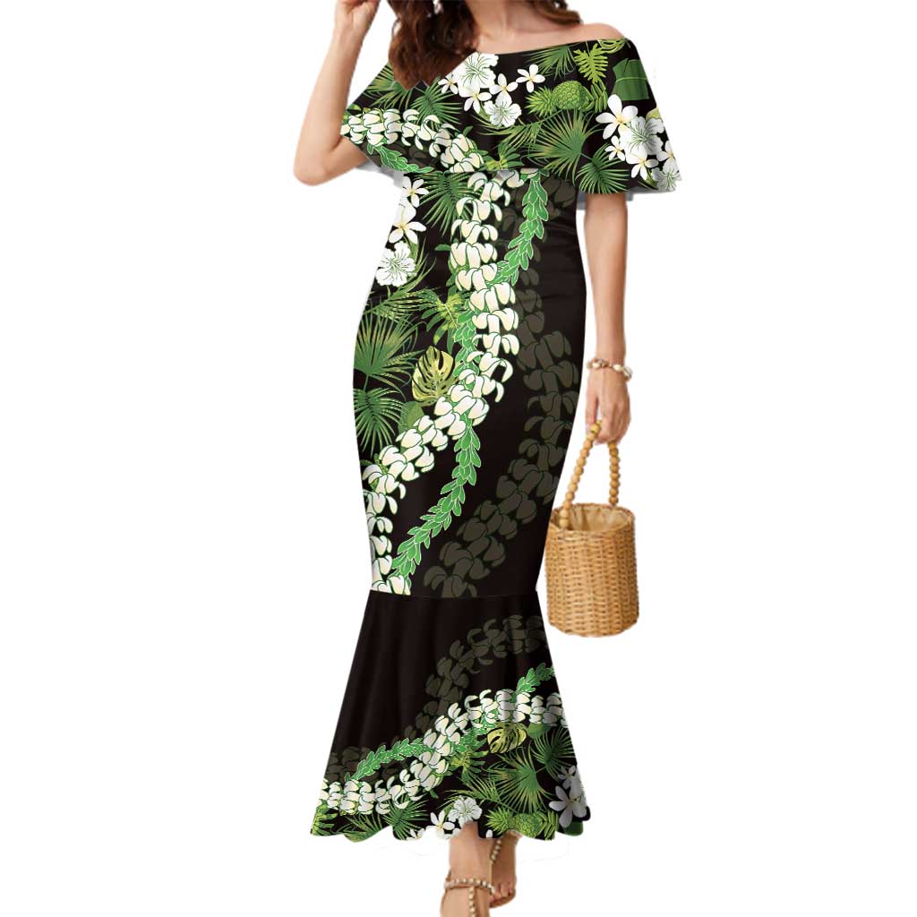 Omaomao Aloha Hawaii Lei Family Matching Mermaid Dress and Hawaiian Shirt Tropical Flowers Elegant Vibe - Polynesian Pride
