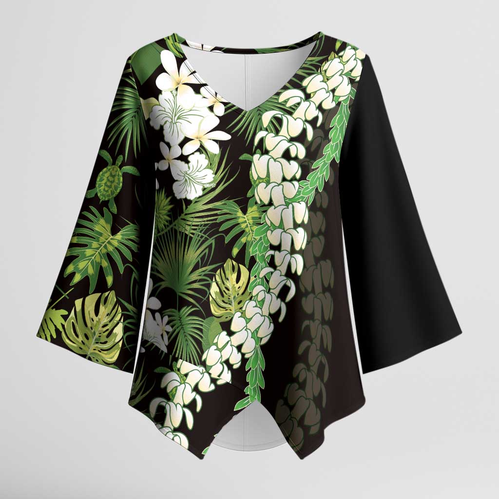 Omaomao Aloha Hawaii Lei Kimono Sleeve Blouse Tropical Flowers Elegant Vibe - Polynesian Pride