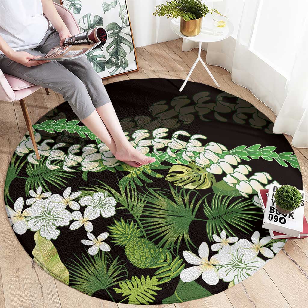 Omaomao Aloha Hawaii Lei Round Carpet Tropical Flowers Elegant Vibe - Polynesian Pride