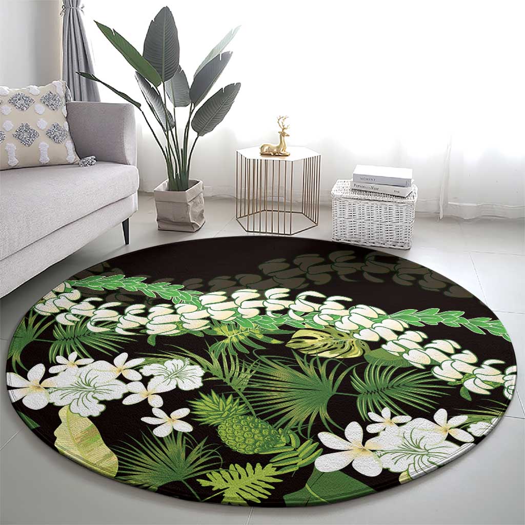 Omaomao Aloha Hawaii Lei Round Carpet Tropical Flowers Elegant Vibe - Polynesian Pride