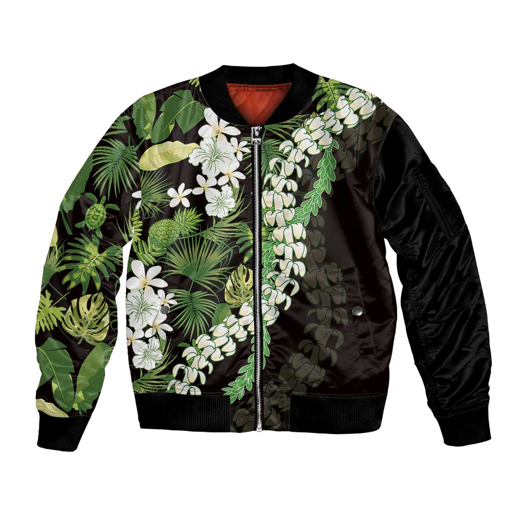 Omaomao Aloha Hawaii Lei Sleeve Zip Bomber Jacket Tropical Flowers Elegant Vibe - Polynesian Pride