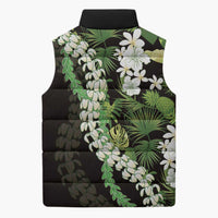 Omaomao Aloha Hawaii Lei Sleeveless Puffer Jacket Tropical Flowers Elegant Vibe - Polynesian Pride