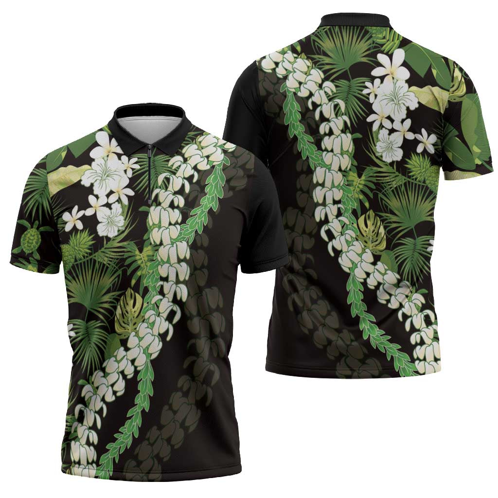 Omaomao Aloha Hawaii Lei Zipper Polo Shirt Tropical Flowers Elegant Vibe - Polynesian Pride