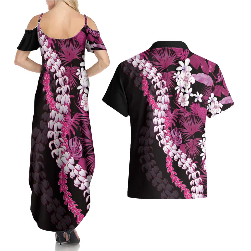 Akala Aloha Hawaii Lei Couples Matching Summer Maxi Dress and Hawaiian Shirt Tropical Flowers Elegant Vibe - Polynesian Pride