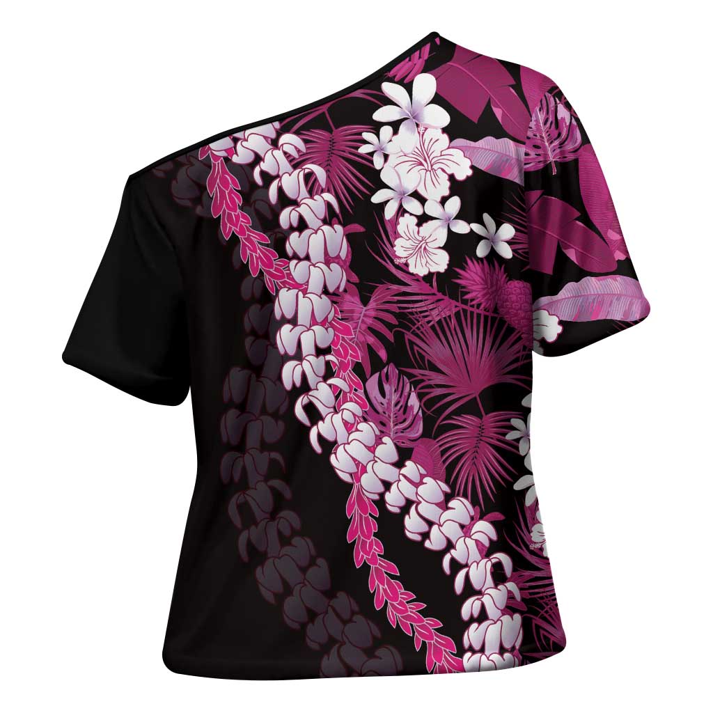 Akala Aloha Hawaii Lei Cross Shoulder Shirt Tropical Flowers Elegant Vibe - Polynesian Pride