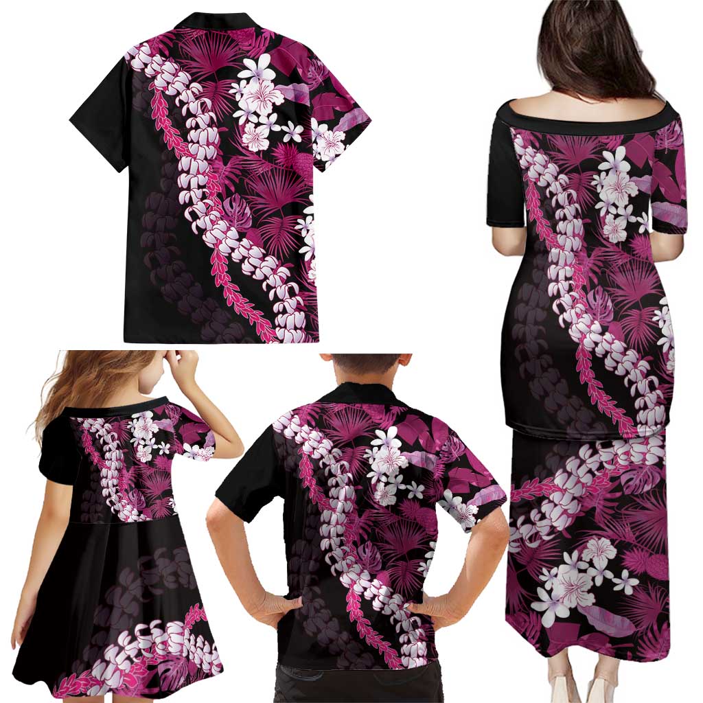 Akala Aloha Hawaii Lei Family Matching Puletasi and Hawaiian Shirt Tropical Flowers Elegant Vibe - Polynesian Pride