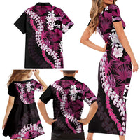 Akala Aloha Hawaii Lei Family Matching Short Sleeve Bodycon Dress and Hawaiian Shirt Tropical Flowers Elegant Vibe - Polynesian Pride