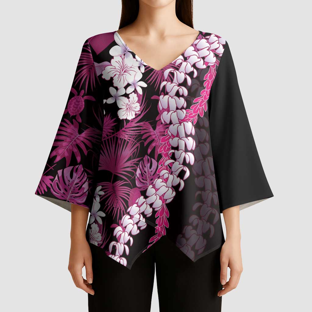 Akala Aloha Hawaii Lei Kimono Sleeve Blouse Tropical Flowers Elegant Vibe - Polynesian Pride