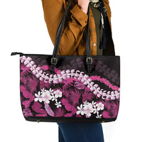 Akala Aloha Hawaii Lei Leather Tote Bag Tropical Flowers Elegant Vibe - Polynesian Pride