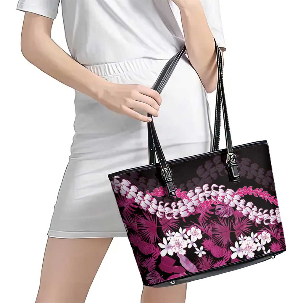 Akala Aloha Hawaii Lei Leather Tote Bag Tropical Flowers Elegant Vibe - Polynesian Pride