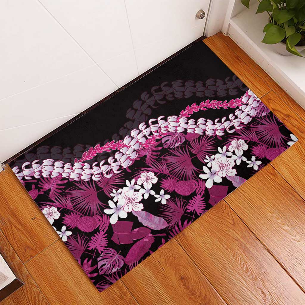 Akala Aloha Hawaii Lei Rubber Doormat Tropical Flowers Elegant Vibe - Polynesian Pride