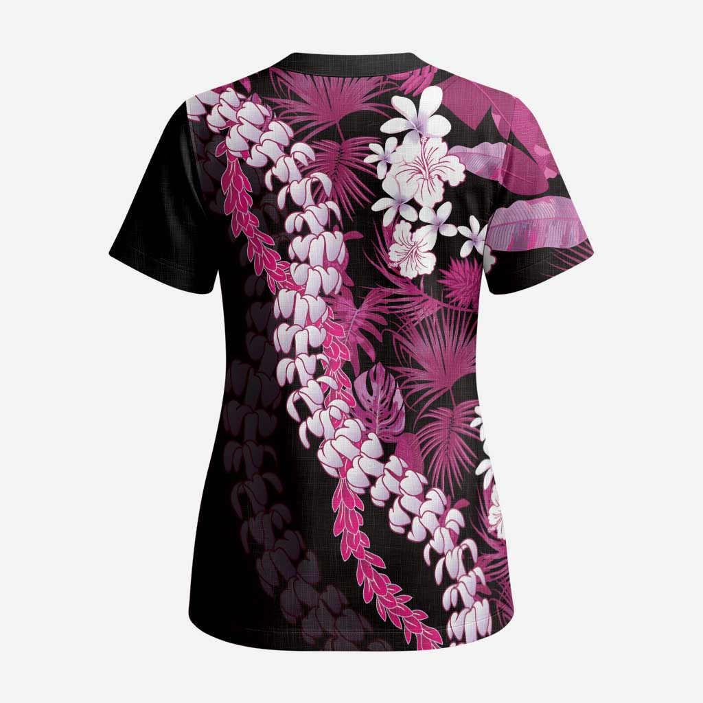 Akala Aloha Hawaii Lei Scrub Top Tropical Flowers Elegant Vibe - Polynesian Pride
