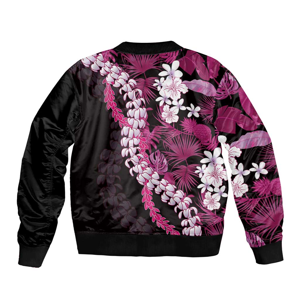 Akala Aloha Hawaii Lei Sleeve Zip Bomber Jacket Tropical Flowers Elegant Vibe - Polynesian Pride