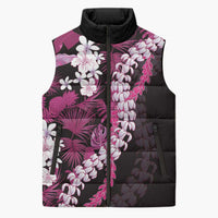 Akala Aloha Hawaii Lei Sleeveless Puffer Jacket Tropical Flowers Elegant Vibe - Polynesian Pride