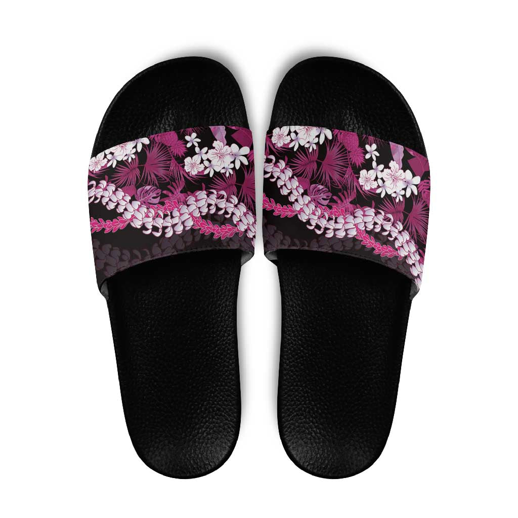 Akala Aloha Hawaii Lei Slide Sandals Tropical Flowers Elegant Vibe LT14 Pink - Polynesian Pride