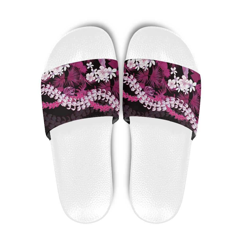 Akala Aloha Hawaii Lei Slide Sandals Tropical Flowers Elegant Vibe LT14 Pink - Polynesian Pride