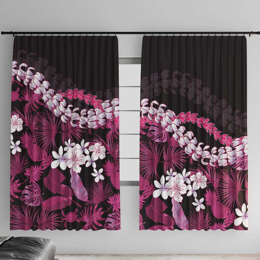 Akala Aloha Hawaii Lei Window Curtain Tropical Flowers Elegant Vibe LT14 With Hooks Pink - Polynesian Pride
