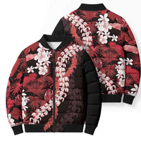 Ulaula Aloha Hawaii Lei Bomber Puffer Jacket Tropical Flowers Elegant Vibe - Polynesian Pride