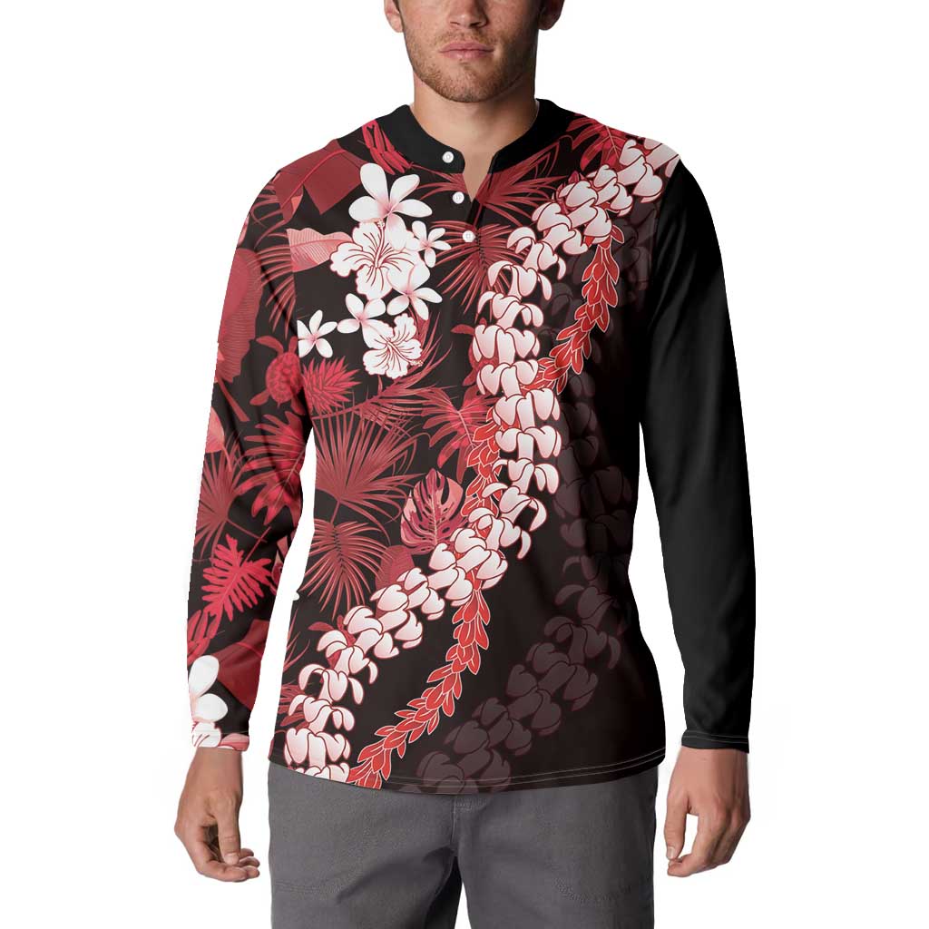 Ulaula Aloha Hawaii Lei Button Sweatshirt Tropical Flowers Elegant Vibe - Polynesian Pride