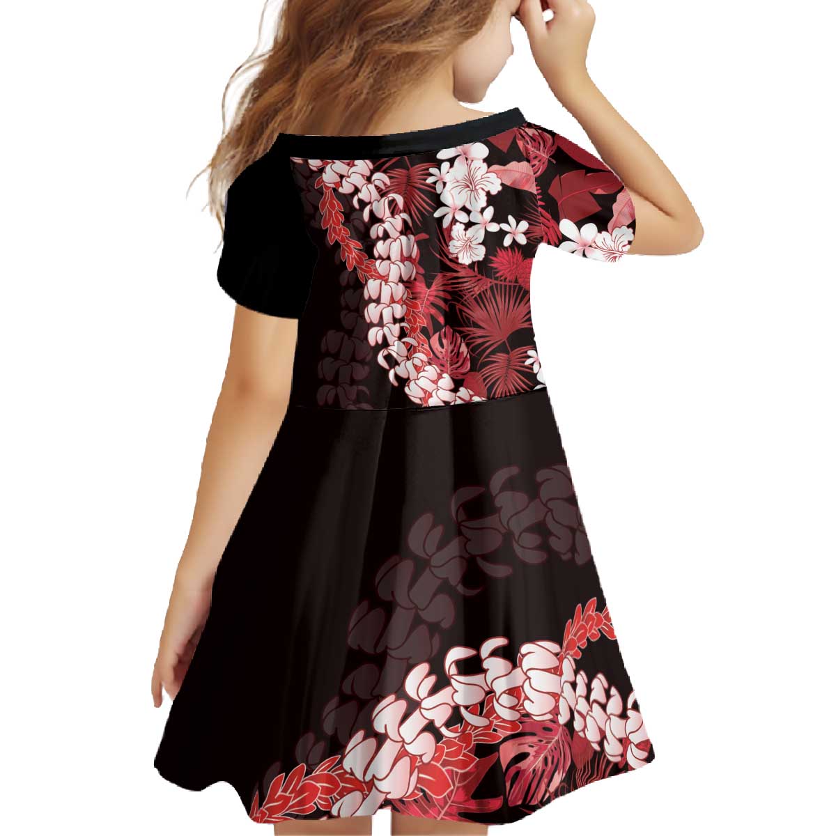 Ulaula Aloha Hawaii Lei Family Matching Off The Shoulder Long Sleeve Dress and Hawaiian Shirt Tropical Flowers Elegant Vibe - Polynesian Pride