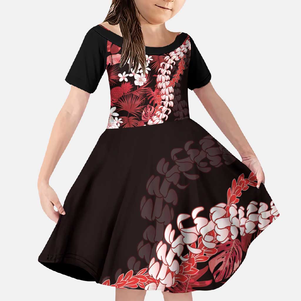 Ulaula Aloha Hawaii Lei Family Matching Off Shoulder Maxi Dress and Hawaiian Shirt Tropical Flowers Elegant Vibe - Polynesian Pride