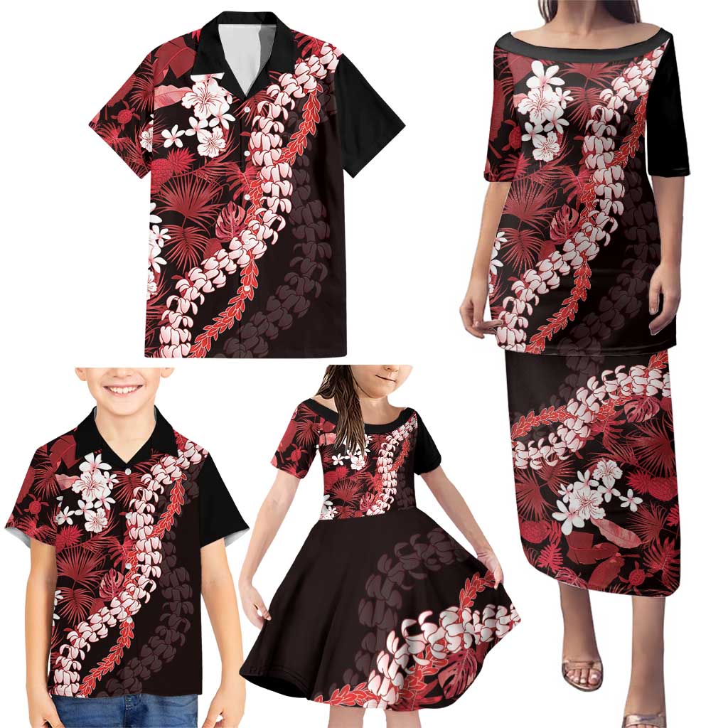 Ulaula Aloha Hawaii Lei Family Matching Puletasi and Hawaiian Shirt Tropical Flowers Elegant Vibe - Polynesian Pride
