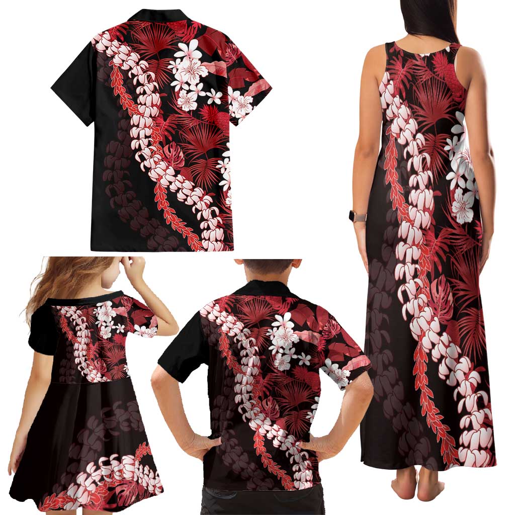 Ulaula Aloha Hawaii Lei Family Matching Tank Maxi Dress and Hawaiian Shirt Tropical Flowers Elegant Vibe - Polynesian Pride
