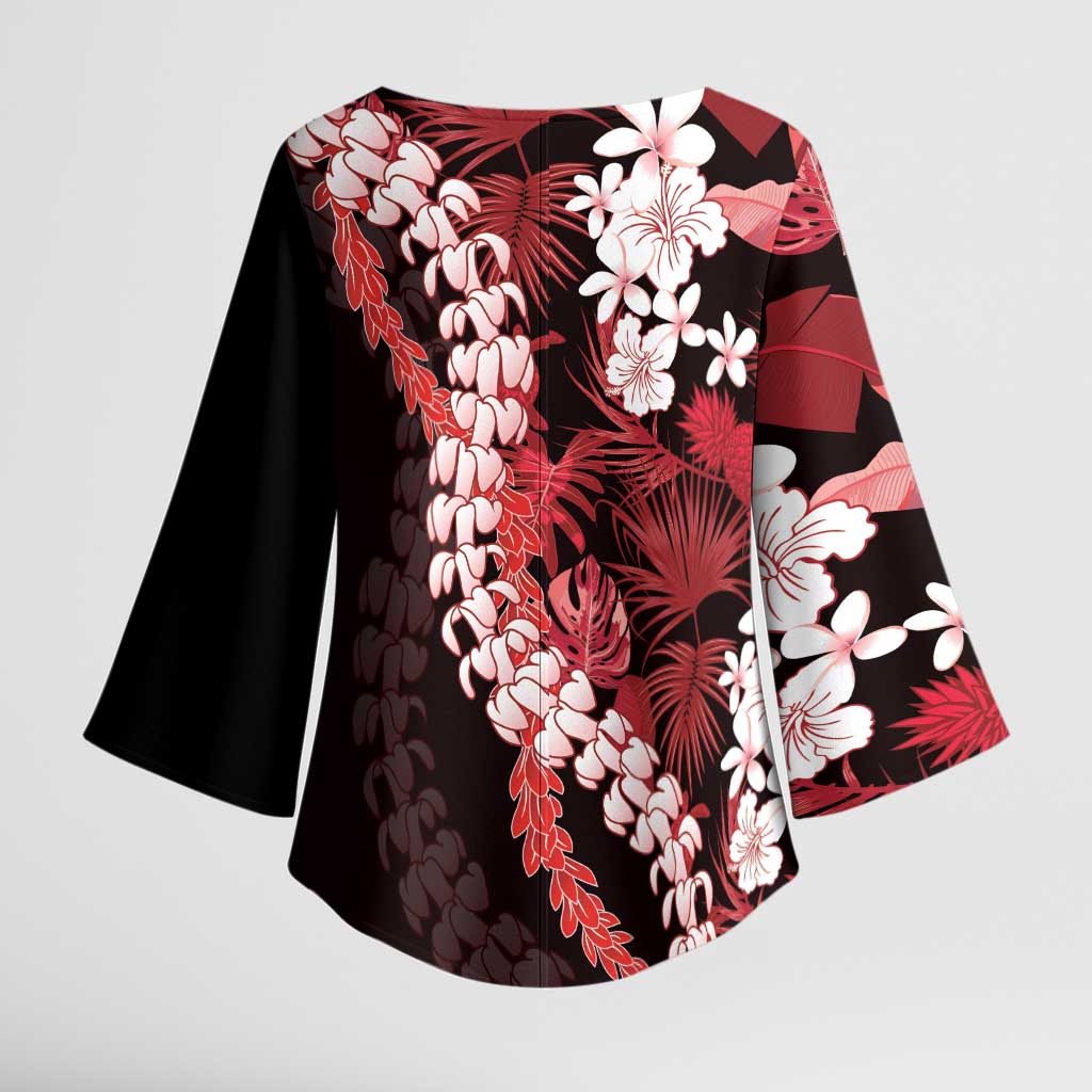 Ulaula Aloha Hawaii Lei Kimono Sleeve Blouse Tropical Flowers Elegant Vibe - Polynesian Pride
