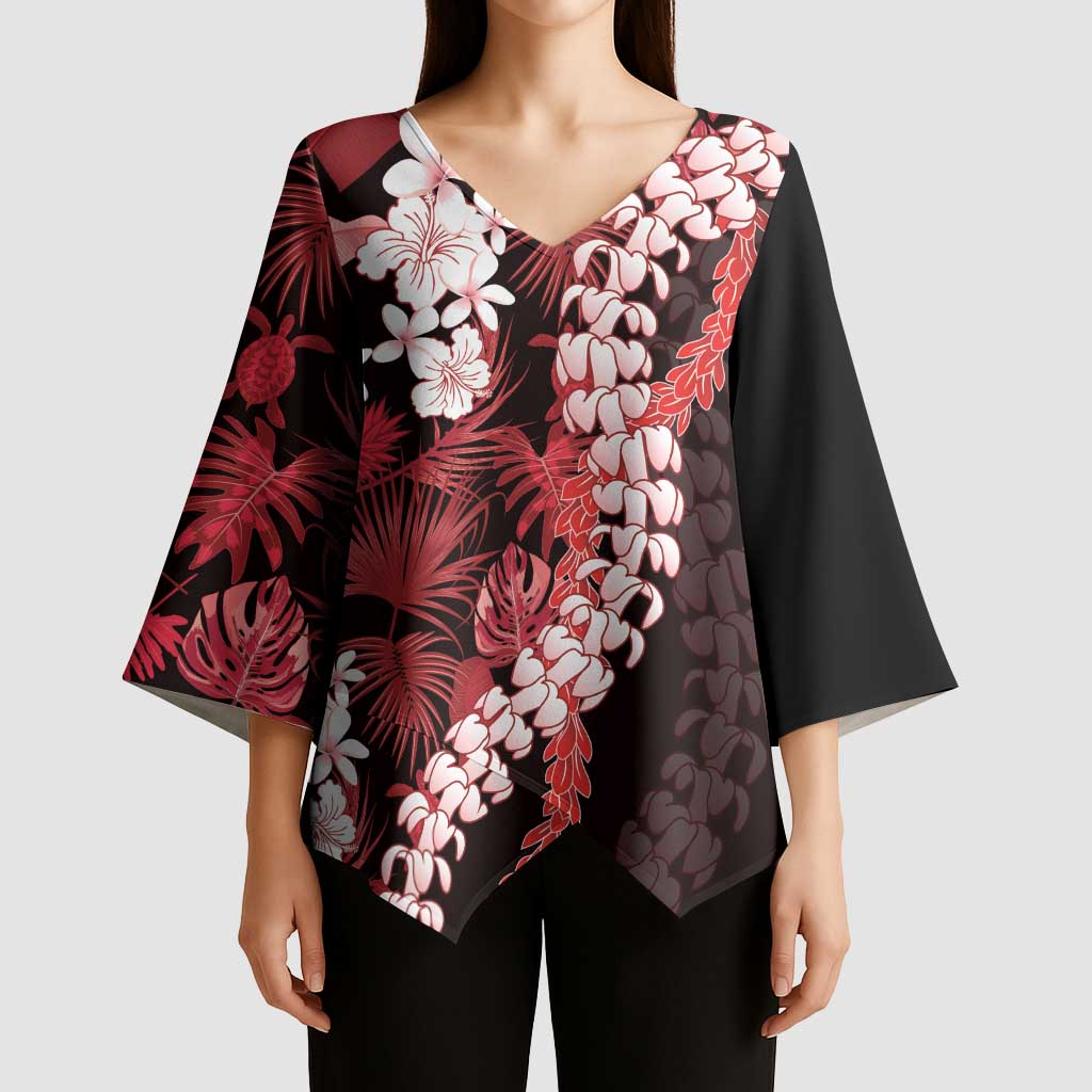 Ulaula Aloha Hawaii Lei Kimono Sleeve Blouse Tropical Flowers Elegant Vibe - Polynesian Pride