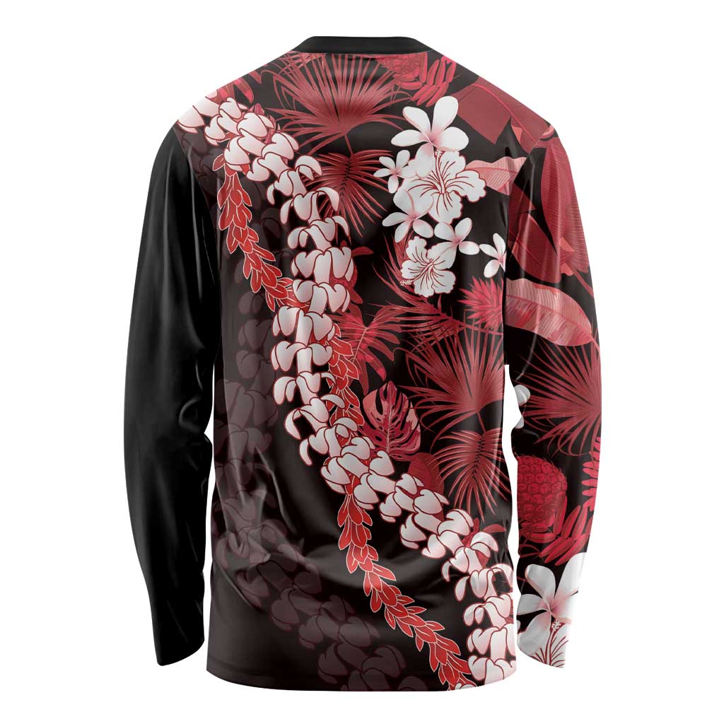 Ulaula Aloha Hawaii Lei Long Sleeve Shirt Tropical Flowers Elegant Vibe - Polynesian Pride
