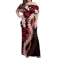 Ulaula Aloha Hawaii Lei Off Shoulder Maxi Dress Tropical Flowers Elegant Vibe - Polynesian Pride